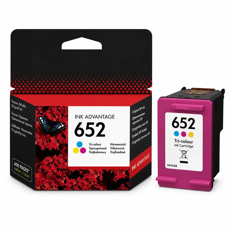 طقم خراطيش حبر HP 652 أسود وثلاثي الألوان متوافق