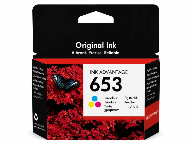 طقم خراطيش حبر HP 653 أسود وثلاثي الألوان متوافق