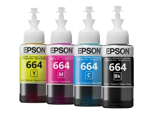 Epson 664 Original 4 Color Ink Bottle Set (Black, Cyan, Magenta, Yellow)